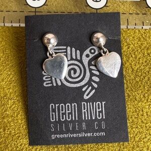Sterling Dangle Hearts Earrings Green River Silver Co. Small Classy New